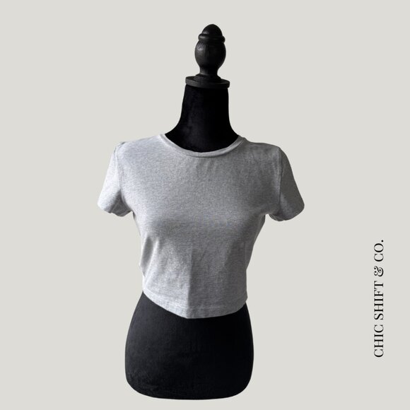 Aritzia | Tna | Chill Malibu l Cropped Tee | Light Gray | M - Picture 1 of 5